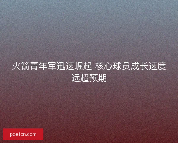 火箭青年军迅速崛起 核心球员成长速度远超预期