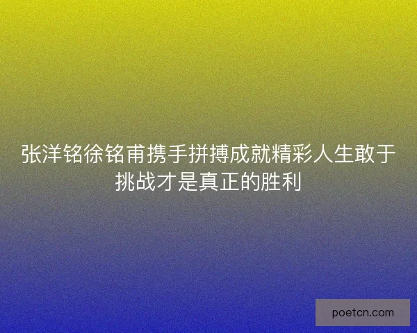张洋铭徐铭甫携手拼搏成就精彩人生敢于挑战才是真正的胜利